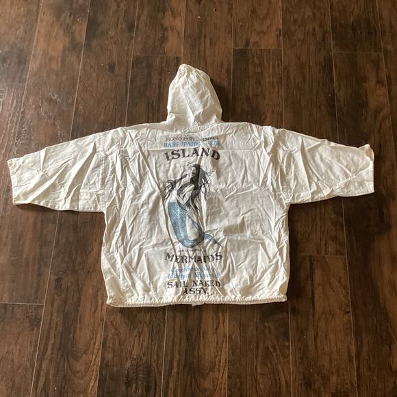 VTG 90s Mermaid Sail Naked TRENZZ Preservation Historical Boating Hooded Shirt - Picture 3 of 7